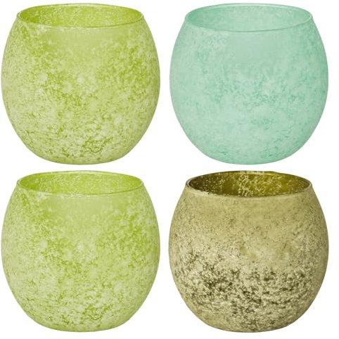 Värmeljusglas gröna, set om 4 salvia-ljushållare glas för påskdekoration, matta ljusglas för votivljus, vintage ljusstake glas som vårdekoration och bordsdekoration för bröllop, födelsedag
