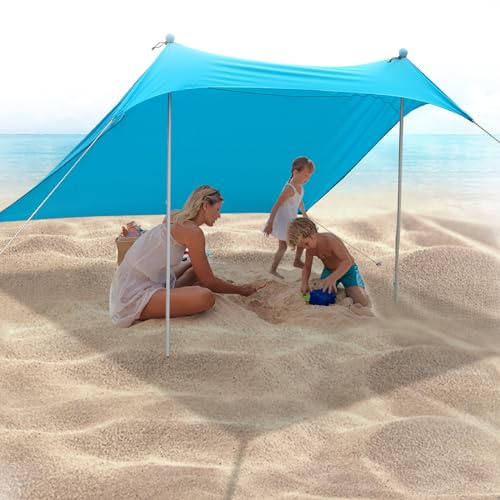 JAICOM Tenda da spiaggia, 2.1m x 2.1m Parasole Portatile, Protezione UV UPF 50+, Adatto per l'ombra in Spiaggia, il Campeggio, la Pesca e il Patio
