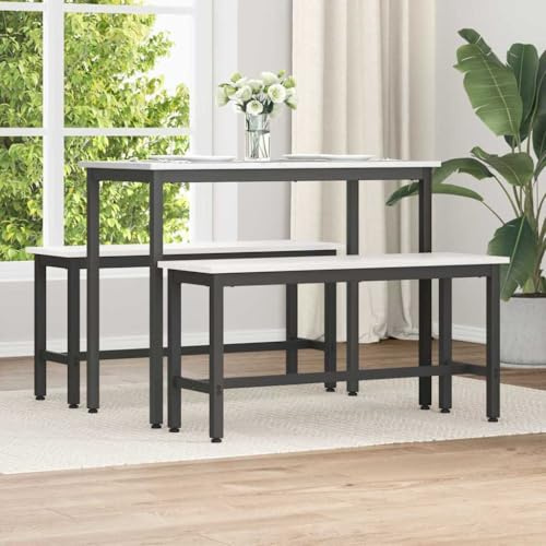 Generico Panchina da Pranzo 2 PCS Bianco 100 x 32,5 x 49 cm,Panche per Cucina e Sala da Pranzo,873789
