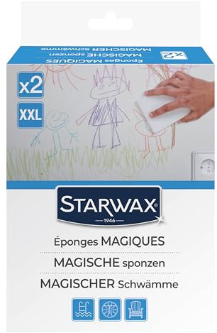 Starwax – Esponjas mágicas – 4 lotes de 2 esponjas XXL – Elimina las huellas tenaces – Superpoderosas – No rayantes – Buen agarre y larga duración – Ideal para renovación, manchas y suciedad