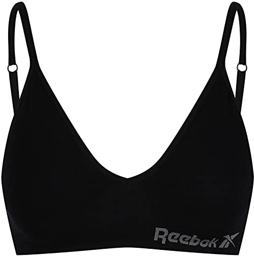 Reebok Damen Seamless Bra in Schwarz, Crop-Top für geringe Belastung beim Fitnesstraining | Bequem und dehnbar mit Feuchtigkeitsableitungstechnologie