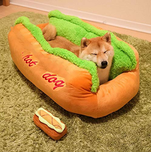 HANHAN Personalised Cute Calming Hot Dog Bed Cat Cushion Orthopedic Small/Medium/Large Sofa Wicker Anti Anxiety Memory Foam Shew Proof Indestructible Comfy Sleep Cave Corgi