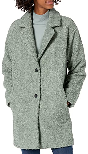 Amazon Essentials Giacca con Rever Oversize in Pile Pelosa Donna, Verde Salvia, S