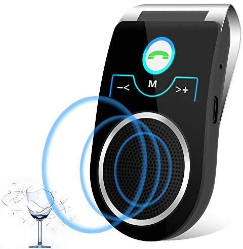 Bluetooth Car Speaker, Aigital Car Bluetooth Speaker for Handsfree Talking, Auto Off/Reconnection, Wireless Car Kit with Visor Clip, Support Siri Google Assistant, Connect to 2 Phones