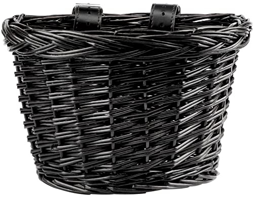 AVASTA Wicker Cykelkorg svart för 18,20 cykel, skoter, trehjuling, levereras med läderrem, storlek SM