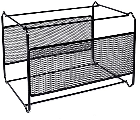 Hotyin A4 Suspension File Frame, Metal Hanging File Folder Organiser - Easy to Assemble - Suspension File Frame for Home Office Storage and Organization (Black)