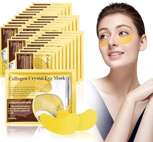 URAQT 24K Gold Powder Masque Pour Les Yeux CollagèNe, 30Pcs Gold Under Eye Treatment Masks, anti-rides et hydratant, Anti-Rides, Les Yeux GonfléS, Soins De La Peau, Hydratant