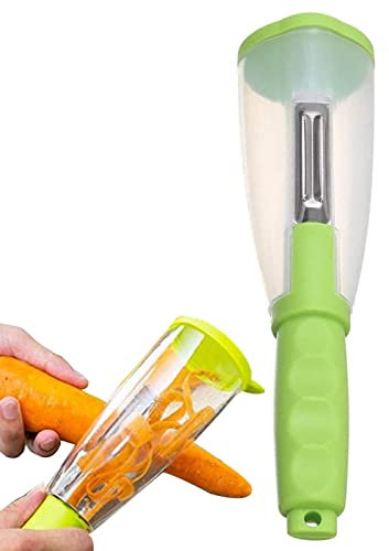 Pela verdure con contenitore - Pela Frutta con Botte,Gadget da cucina per sbucciare e tritare frutta e verdura