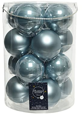 Kaemingk Weihnachtskugeln Glas 8cm x 16 Stück Christbaumkugeln Nebelblau