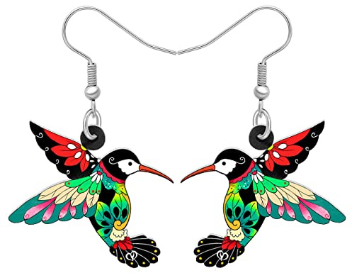 BAMAY Boucles D'oreilles Colibri Acrylique Oiseaux Pendentif Colibri Bijoux de Mode pour Femmes Filles Charms Cadeaux D'été (Noir)
