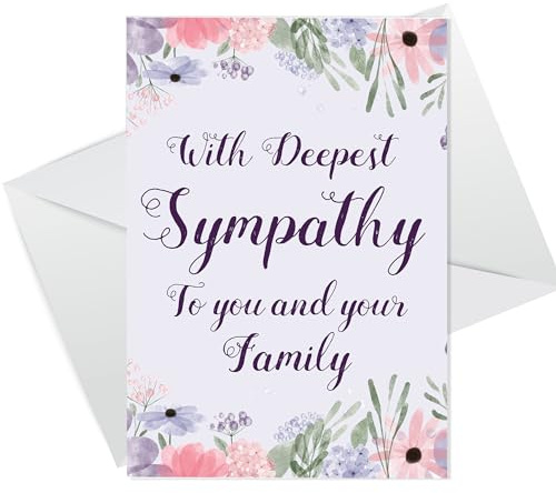RED OCEAN Tarjeta de condolencias florales con texto en inglés Deepest Sympathy To Family Condolences Thoughts Duelo Pérdida de condolencias sinceras pensando en tu familia
