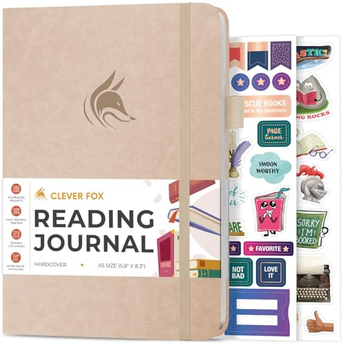 Clever Fox Reading Journal – guidad bokrecensionslogg med lässpårare – presentboktillbehör för läsälskare – spårdagbok för barn och vuxna – A5-storlek, 14,6 x 21,3 cm (snäckskal)