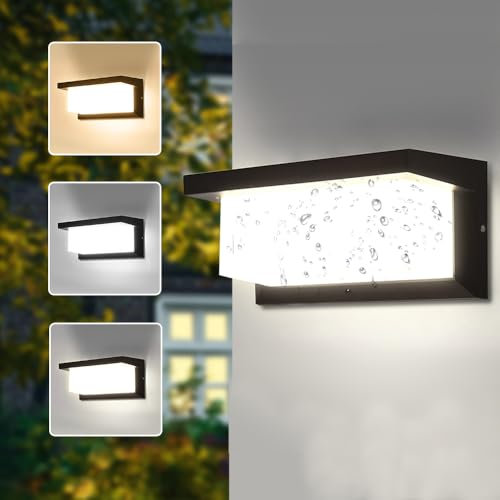 YICALE Aplique Pared Exterior,18W Aplique LED Exterior IP65 Impermeable,Moderna Luz de Aluminio 3000K 4000K 6500K Lampara Interior Pared para Terraza,Jardin,Pasillo,Garajes,Salón,Dormitorios,Pavimento