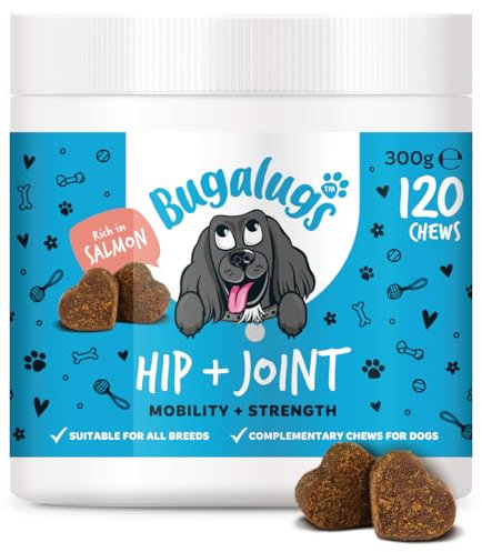 Bugalugs Hip & Joint Supplements for dogs with Green Lipped Mussel for dogs, Salmon Oil, Glucosamine for dog - Helps Supports Joints, Mobility & Flexibility