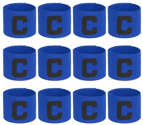 PATIKIL Fascia Capitano Calcio, 12Pz Fascia Braccio Capitano Calcio Fascia Braccio C Elastica per Capitano Sportivo Fascia Capitano per Gioventù Squadra Calcio Allenamento Blu