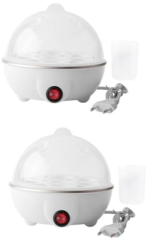 Lckiioy 2X Hervidor Eléctrico para Huevos Hervidos, Hervidor, Calentador Rápido, Acero Inoxidable, Olla Al Vapor, Herramienta para Cocinar, Enchufe de la UE