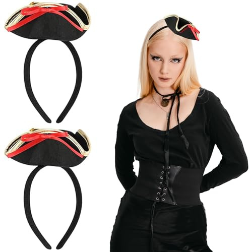 BEIMEIII 2 Stücke Mini Top Hut Haarreif Set Enthalten Schwarz Zylinder Hut Haarreif und Schwarz Fliege für Abschlussball,Party,Karneval,Hochzeit