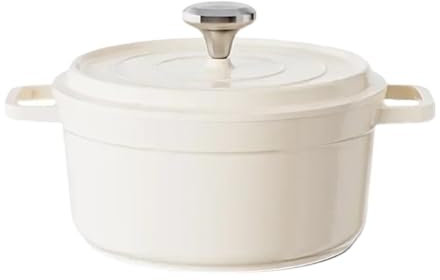 UBOHUZ Casseruola Pentola in Smalto ceramico con Coperchio Casseruola Antiaderente for Raccogliere la conservazione del Calore energetico per Brasare, Stufare(White 24CM)