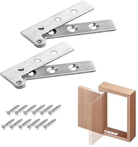 OHYER 2 Pezzi Cerniera Nascosta Girevole A 360 Gradi Cerniere a Perno in Acciaio Inossidabile Cerniera Rotante Perno per Porta Nascosta con Viti per Domestiche (Bocca di pollo, 64.1 * 21.5 * 1.4mm)