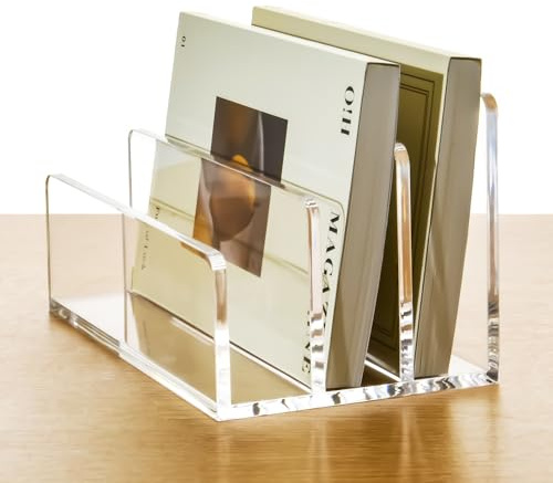 AIMOLLY Briefhalter aus Acryl – 3 Fächer, transparent & pflegeleicht, Schreibtisch Briefablage/Ablagesystem für Büro, Familie, Homeoffice, Schule, HBT: 17,5 x 10,4 x 10 cm