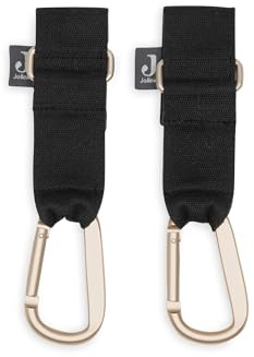 Jollein Ganci per passeggino – Nero – 2 pezzi – Pratici ganci per passeggino per borse – Fissaggio sicuro per borse per pannolini – Accessori per passeggino – Robusti e antiscivolo
