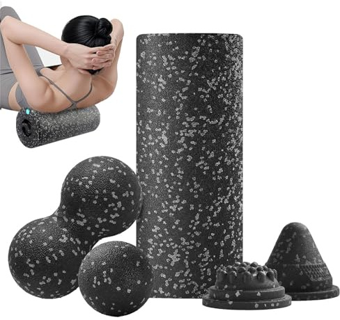Hozaenwa Faszienrolle Set,Übungs Set Für Beintraining | Rutschfeste Tiefenmassage Rad Fitness Zubehör Für Beine Reise Training Pilates Übungen Yoga Zuhause Indoor Rücken