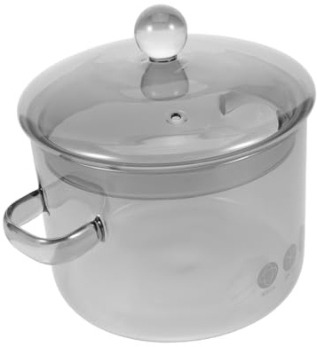 FUNNETOYU Olla de Vidrio para Cocinar con Tapa Resistente al Calor Olla de Cocción Lenta con Asas Dobles Ergonómicas para Estofados Sopas y Pasta Cocina Eléctrica