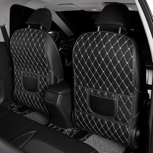 VAPORVERSE Protection de Dossier Siège Voiture pour MG MG3 Full Hybrid 2024 2025, 2 Pièces Coussinets Anti-Coups de Pied en Cuir Tapis de Protection Arrière