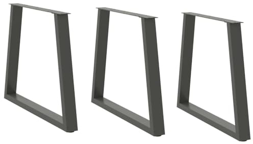 Frdhee Lot de 3 pieds de table de cuisine en forme de V - En acier - Anthracite - 80 x (72-73,3) cm - Pour table basse, table à manger, bureau