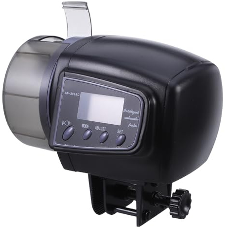 TOGEVAL Comedero Automático para Peces Temporizador Digital LCD, Dispensador Electrónico para Acuario Pequeño, Compatible Tanques de Agua Dulce y Marina, sin Pilas AAA Incluidas, Adecuado