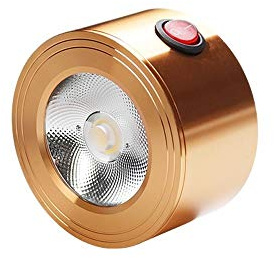 Mini faretto da incasso a superficie da 5 W Lampada da parete durevole portatile alimentata a batteria con interruttore Nessun cablaggio Pratico armadietto Vetrina Apparecchio di illuminazione