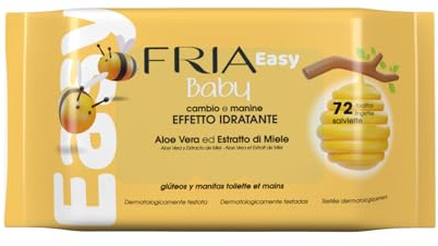 Fria Utility Baby Gentle Wipes with Aloe Vera and Honey Extract for Baby Changing Diapers and Hands Hygiene, 72 Wipes per Pack