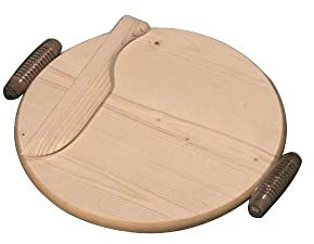 Planche à découper ronde en bois avec couteau 35 cm