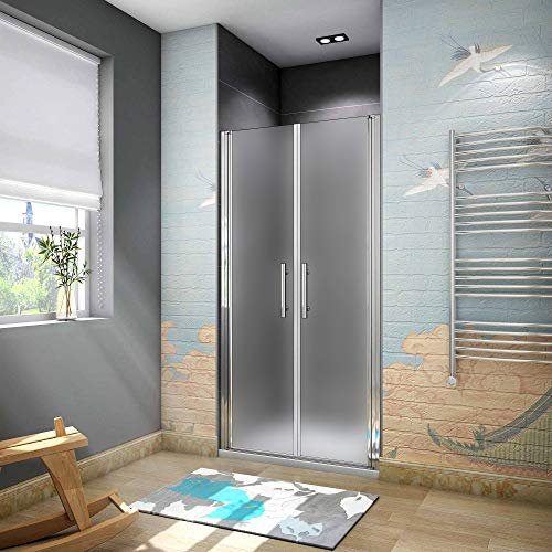Box Doccia Per Nicchia Doppia Porta Battente Saloon In Vetro 6mm Temperato Opaco/Satinato Anticalcare 100x195cm