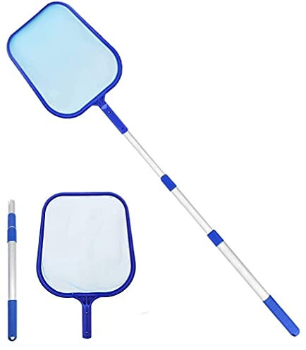 KAHEIGN Skimmer Per Foglie Di Piscina, 150CM Rete Per La Pulizia Delle Foglie Della Piscina Skimmer A Maglia Fine Fine Con Rastrello Telescopico Per Vasca Bagno Laghetto Giardino Piscina