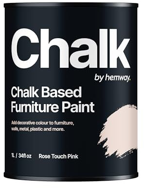 Hemway - Chalk Based Furniture Paint - Rose Touch Pink 1 L | Chalky Matt Shabby Chic Finish for Interior & Exterior Home Decor | Quick Dry & All-in-one