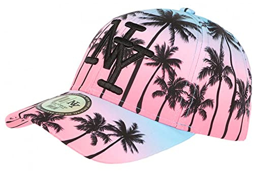 NY Baseballkappe, Rosa und Blau, Tropical Fashion Sunset Baseball – Einheitsgröße – Rosa