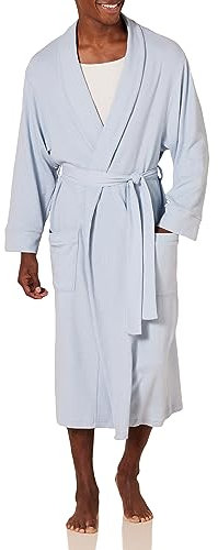 Amazon Essentials Herren Leichter Waffel-Bademantel (Erhältlich In Den Größen Schwer Und Groß), Staubblau, M-L