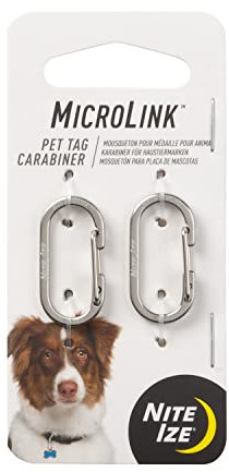 Nite Ize MicroLink Haustiermarkenkarabiner, Edelstahl, Katzen- und Hundemarken-Clip, 2 Stück