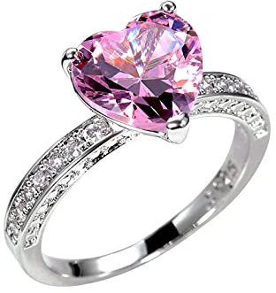 Frauen Ringe 925 Sterling Silber Luxuriöse Herzringe Herzförmigen Rosa Diamanten Ring Antragsring Jubiläum Ehering Ringe Schmuck Geschenk