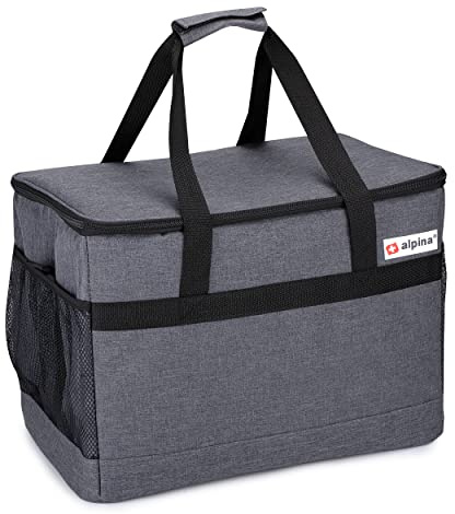 alpina Kühltasche 30L - Lunchbox - Isoliert - Heiß und Kalt Verwendbar - Grau