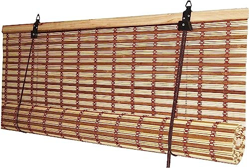 Tapparella Avvolgibile in bamboo a rullo | In listelli di bambù | Tenda da sole oscurante | 100x160-120X250-150x300-200X300 cm (150x300 cm, Marrone Chiaro)