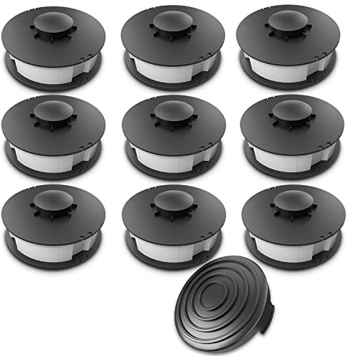 FixedbyU Fadenspule Ersatzspule Set 9 Spulen + 1 Spulenabdeckung verstärkt passend für ALDI Gardenline Elektro-Rasentrimmer GLR 450 451 452 453 454 455 456 457 458 459 450