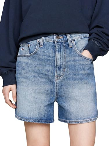 Tommy Jeans Vaqueros Cortos Mujer Mom Fit Tejido elástico, Azul (Denim Medium), 34W