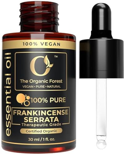 Plant Based Frankincense Essential Oil (Boswellia Serrata) – 100% Pure & Organic, Steam-Distilled, Undiluted – for Diffuser & Aromatherapy | Cosmetic Use on Skin – 30 ml
