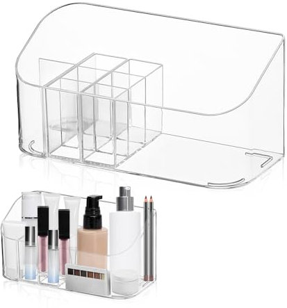 NAROSEBE Organizer per Trucchi con 9 Scomparti Organizer per Cosmetici Trasparente Acrilico Organizzatore Trucchi Portaoggetti per il Trucco Contenitori per Cosmetici per Comò Camera da Letto e Bagno