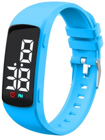 e-vibra Montre d'apprentissage de la propreté – Bracelet d'alarme vibrant silencieux – Montre de rappel médicale résistante à l'eau – avec minuterie et 15 alarmes quotidiennes, bleu, Moderne