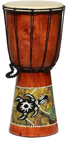 Wogeka - 40 cm Djembe - Bongo mit Dot-Paint Bemalung Schildkröte als Geschenk-Idee Afrika Style Drum Trommel 12