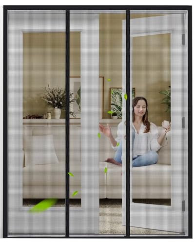 Mosquiteras Para Ventanas 290x200cm Negro con pesas cosidas y regleta de bornes autoadhesiva mosquitera para puerta balconera corredera