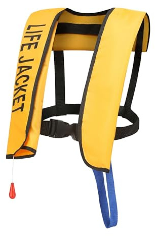Chalecos salvavidas inflables automáticos sin cilindro, fuerte ayuda profesional de 150 n, con chaleco traqueal y kayak, playa, esnórquel, amarillo